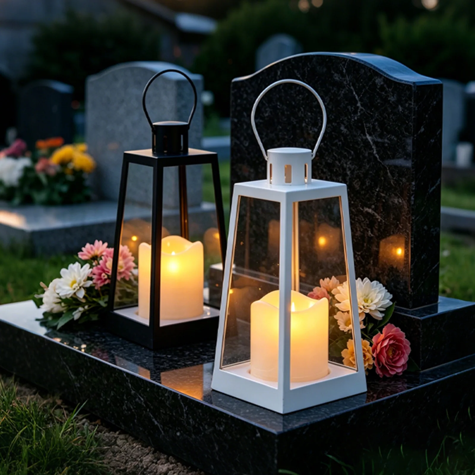 Lumânare funerară LED pe baterii cu mâner de suspendare SM251241