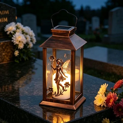 Felinar memorial solar cu zână SM26472