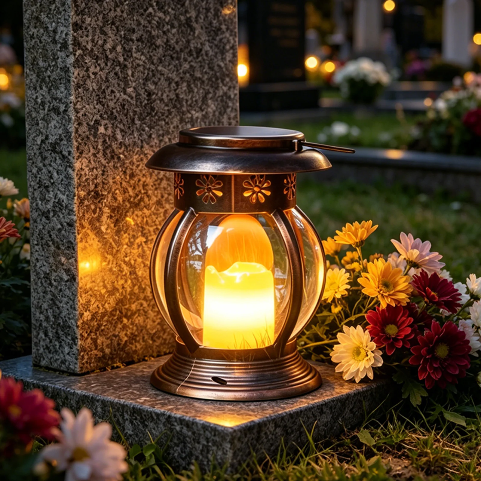 Felinar memorial solar cu efect de flacără SM26596