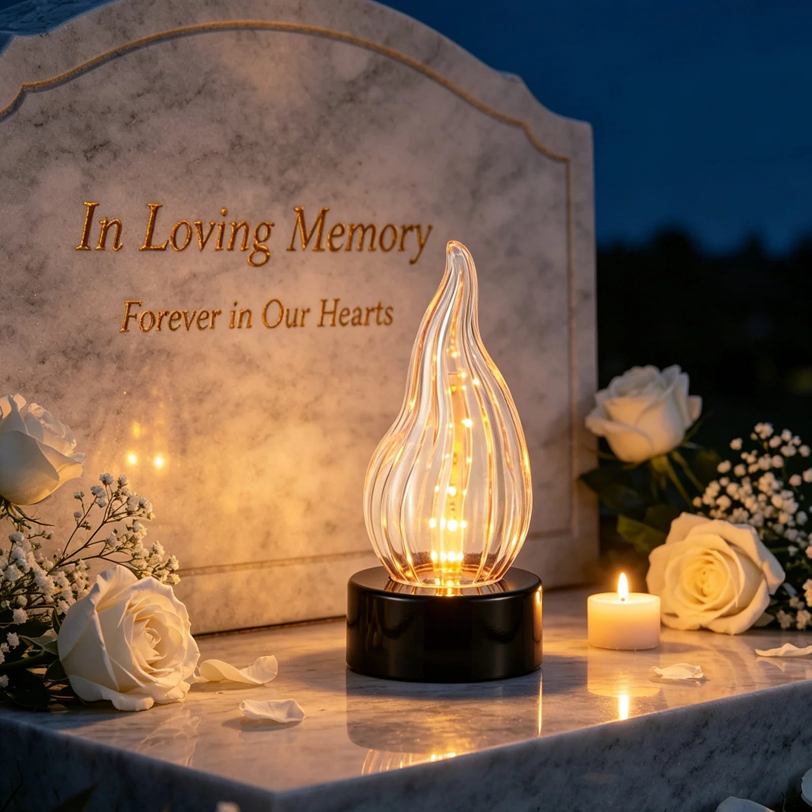 Lumânare funerară LED pe baterii cu efect de flacără SM26729A