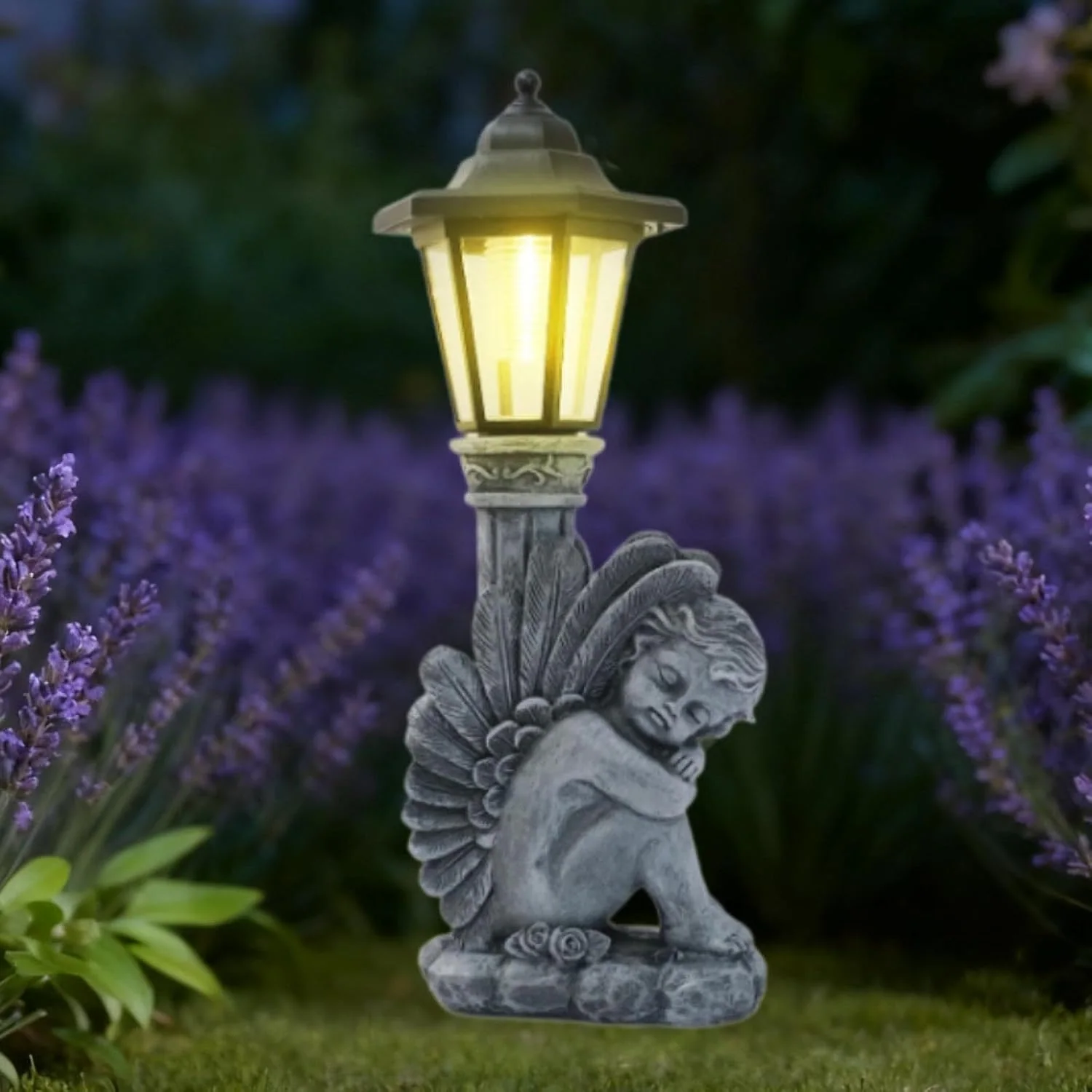 Statuetă memorială solară cu înger adormit SM26740