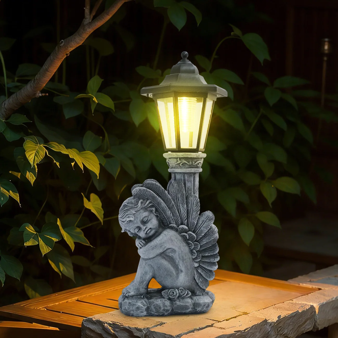 Statuetă memorială solară cu înger adormit SM26740A