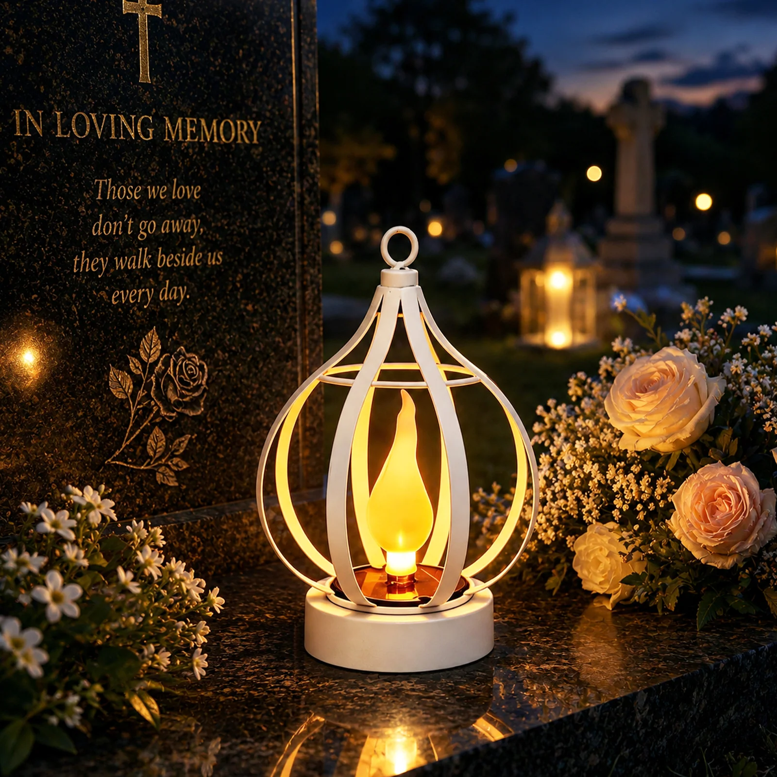 Felinar memorial solar cu efect de flacără cu mâner de suspendare SM26892