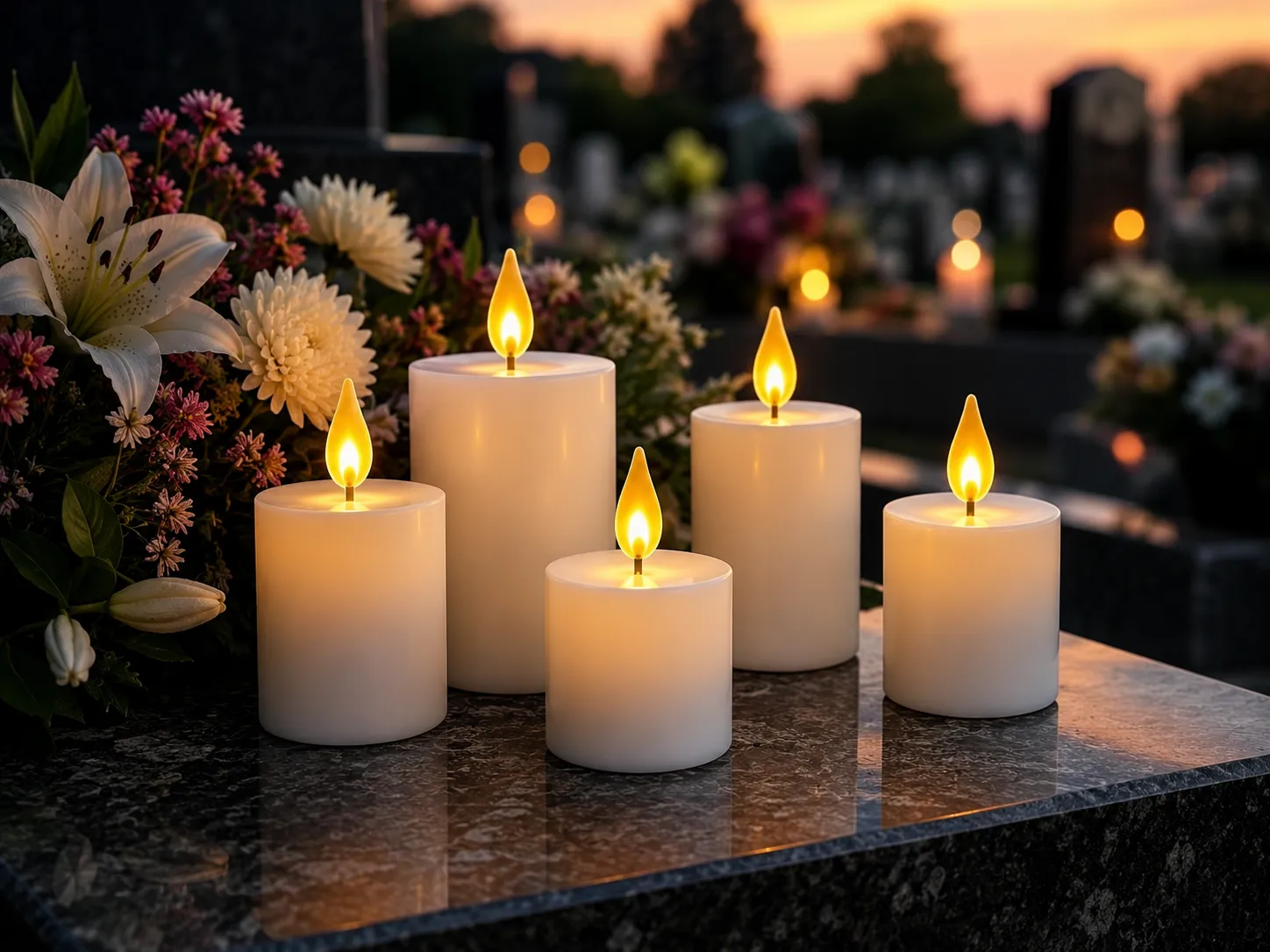 Lumanari LED pentru cimitir cu lumina calda si efect de flacara