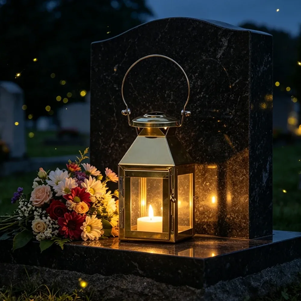 Felinar LED metalic cu rama aurie si maner