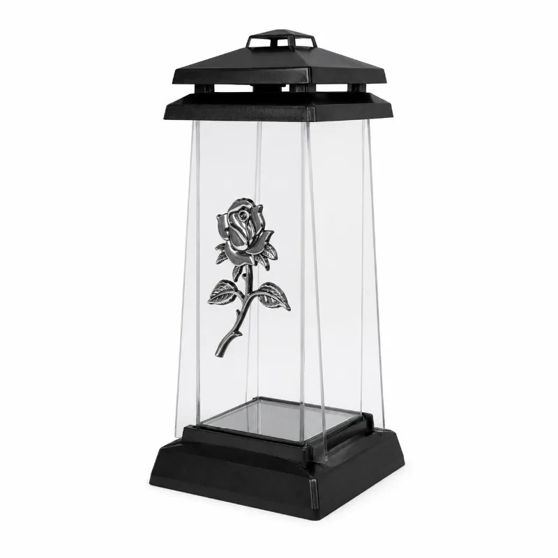 Felinar LED negru cu motiv de trandafir
