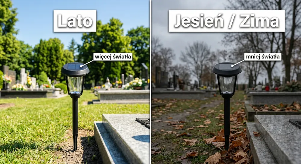 Funcționarea unei candele solare vara, toamna și iarna