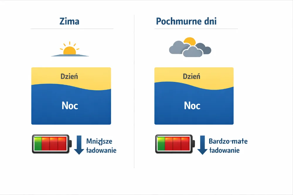 Bilanțul energetic al unei lămpi solare iarna și pe nori