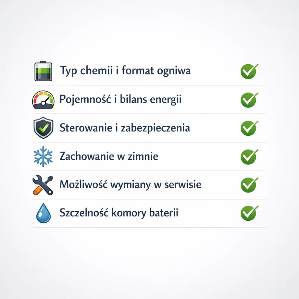 Checklist pentru specificația bateriei și controlerului