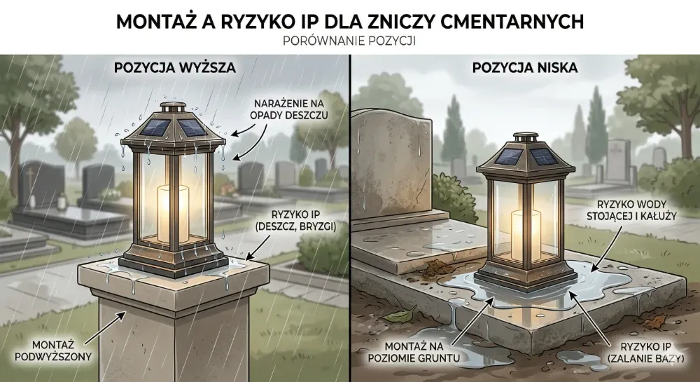 Lampă amplasată sus și lampă joasă cu risc de apă stagnantă
