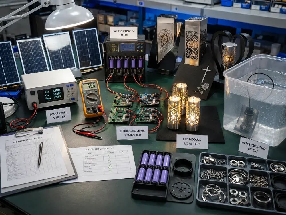 Testare calitate pentru panou solar, baterie, PCB, LED si protectie la apa