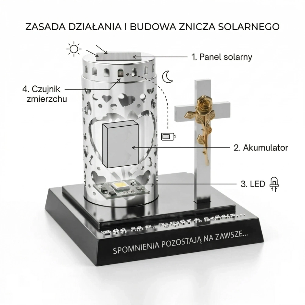 Funcționarea candelei solare cu panou, acumulator și LED