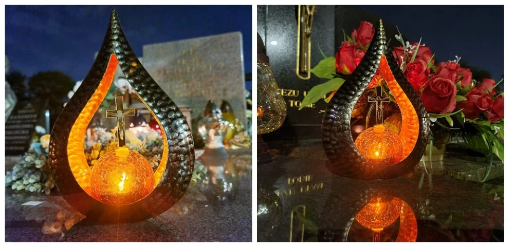 Candelă solară cu motiv de cruce