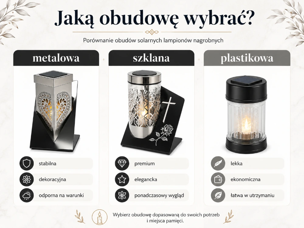 Comparație între carcase de sticlă, plastic și metal pentru candele solare