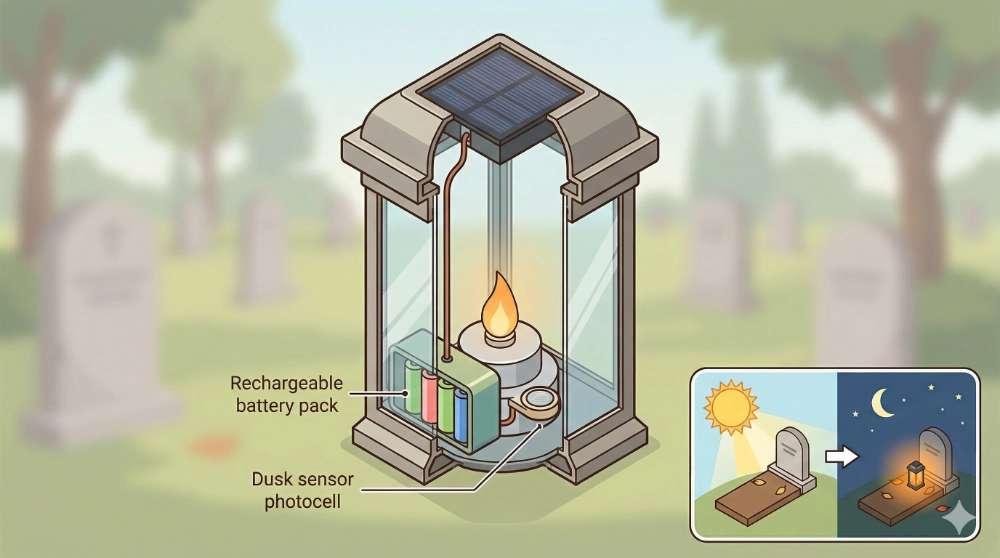 Schema unei candele solare cu panou, acumulator, LED si senzor
